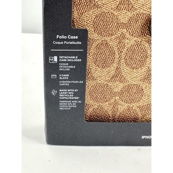 COACH NEW YORK Folio Wallet Detachable Case For Apple iPhone 15 Pro Max (Tan) - Picture 3 of 9